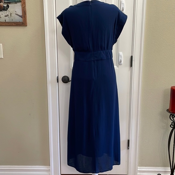 MINKPINK navy blue faux wrap midi dress.  S - Picture 6 of 7